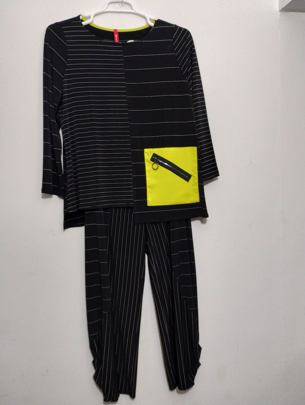 IC By Connie K 2PC Set Women's L Top Pants Pinstripe Lagenlook Boho